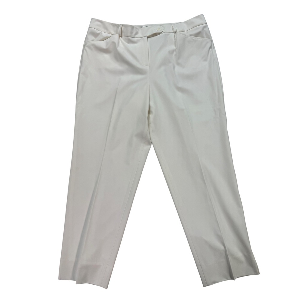 Talbots Dress Pants Womens 18 White Excellent Stretch Straight Leg Lined